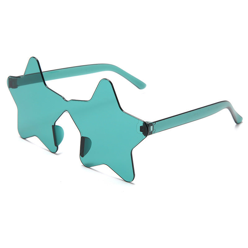 Star Shaped Rimless Tinted Party Glasses - green