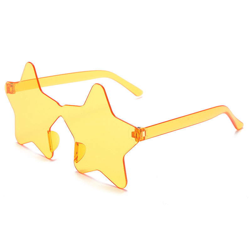 Star Shaped Rimless Tinted Party Glasses - mango