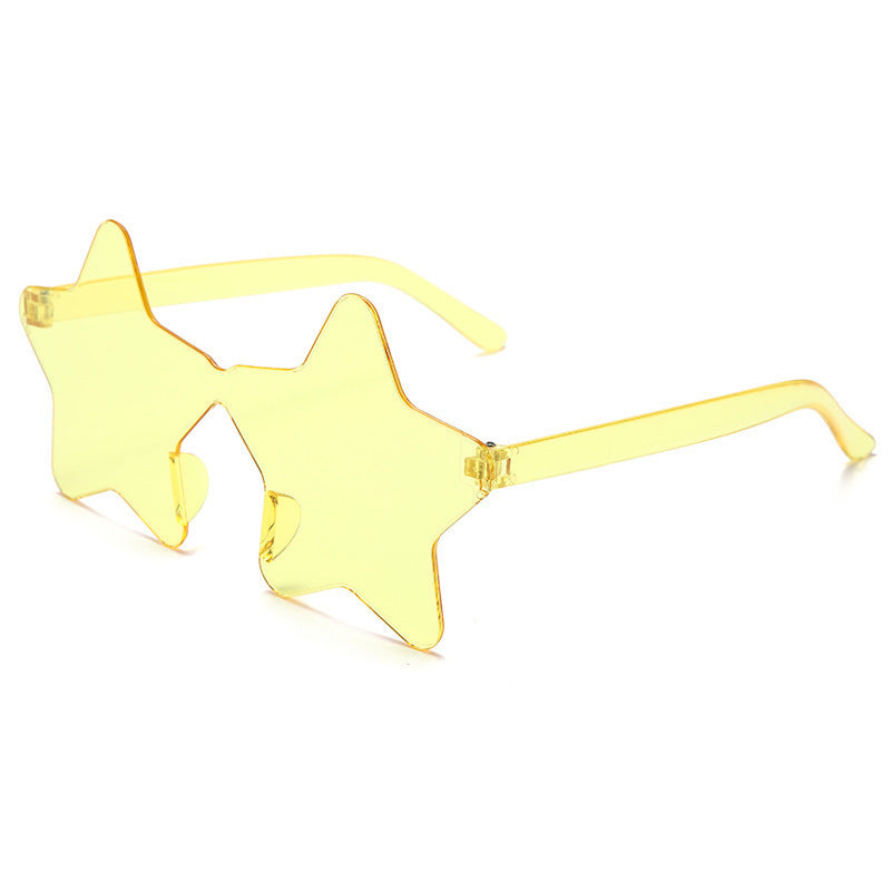 Star Shaped Rimless Tinted Party Glasses - yellow