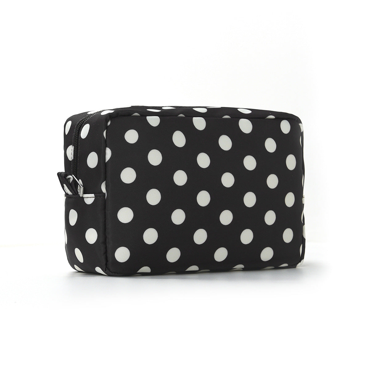 Retro Polka Dot Zip Travel Pouch - Black