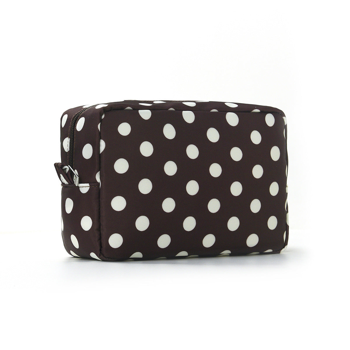 Retro Polka Dot Zip Travel Pouch - Brown