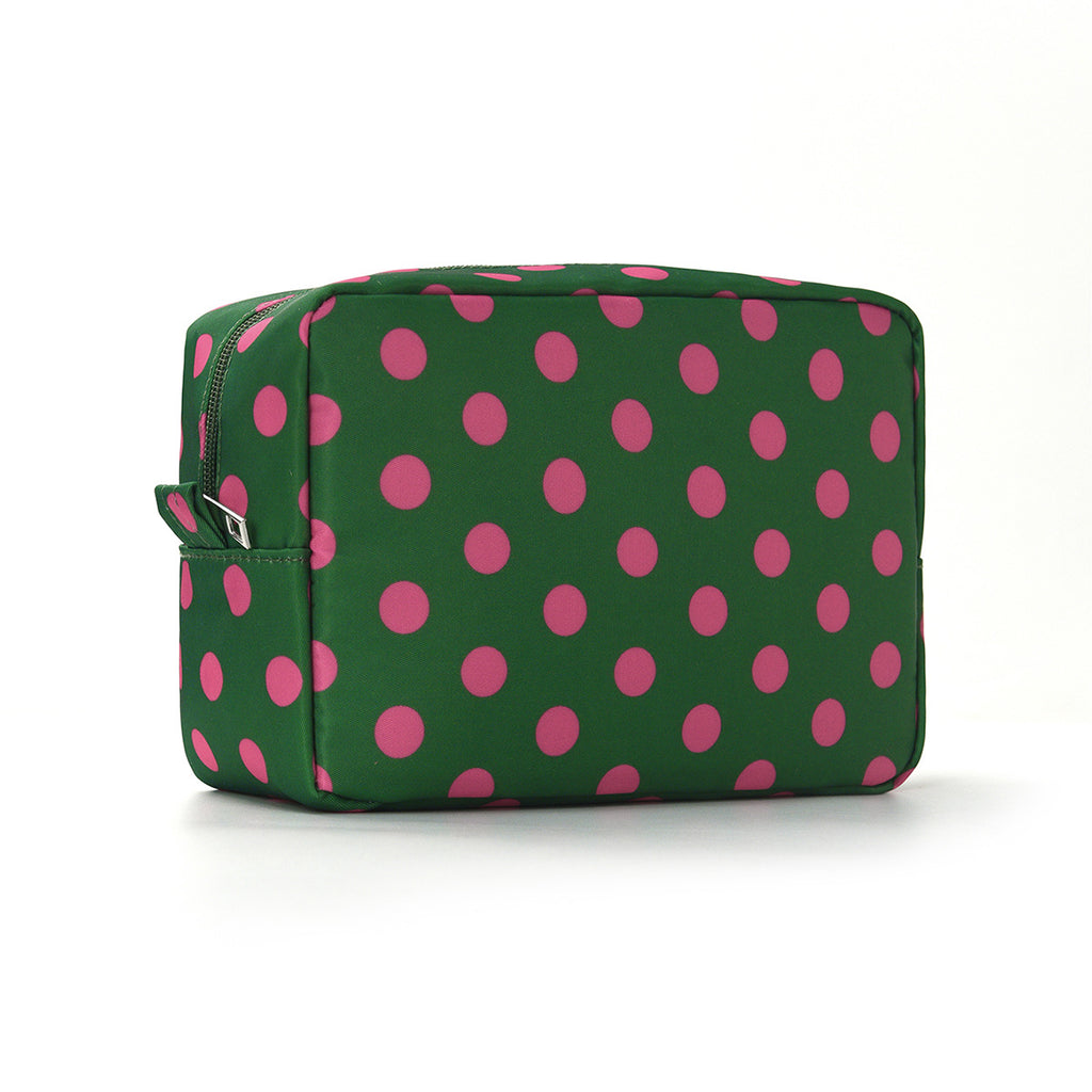 Retro Polka Dot Zip Travel Pouch - DGreen