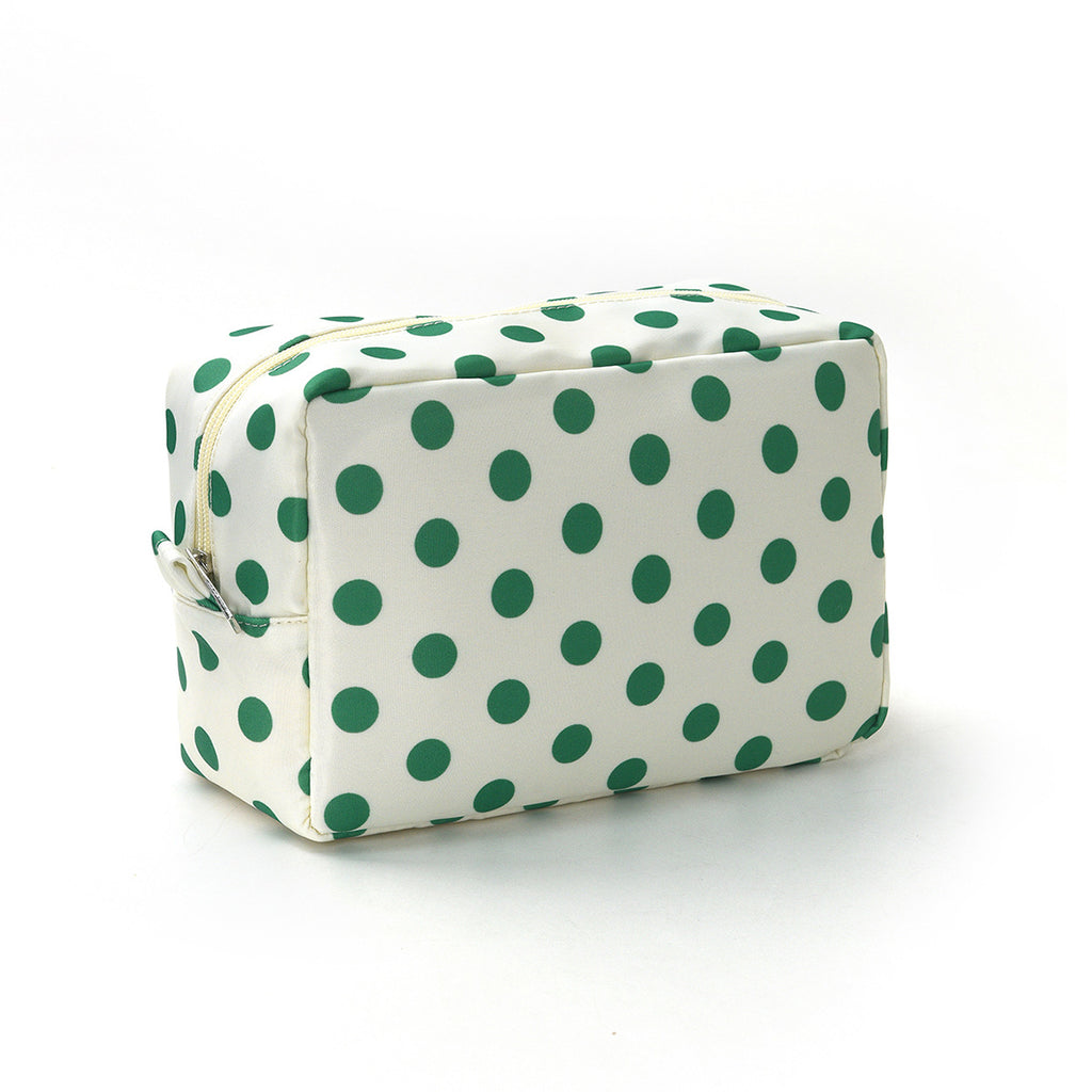 Retro Polka Dot Zip Travel Pouch - Green