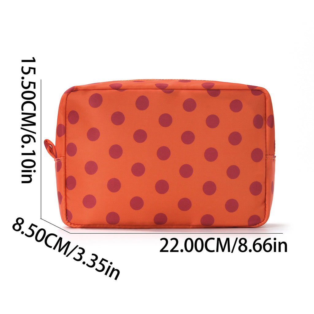 Retro Polka Dot Zip Travel Pouch - Orange - 3