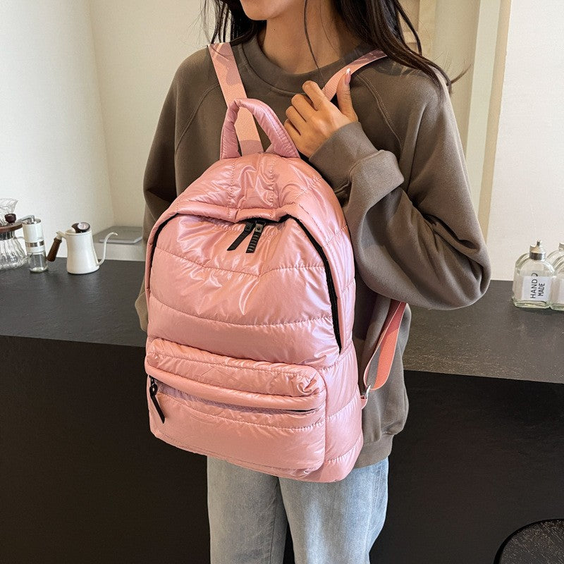 Glossy Quilted Puffer Backpack