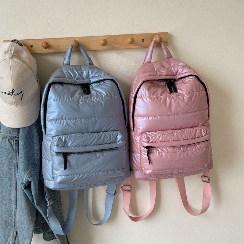 Glossy Quilted Puffer Backpack