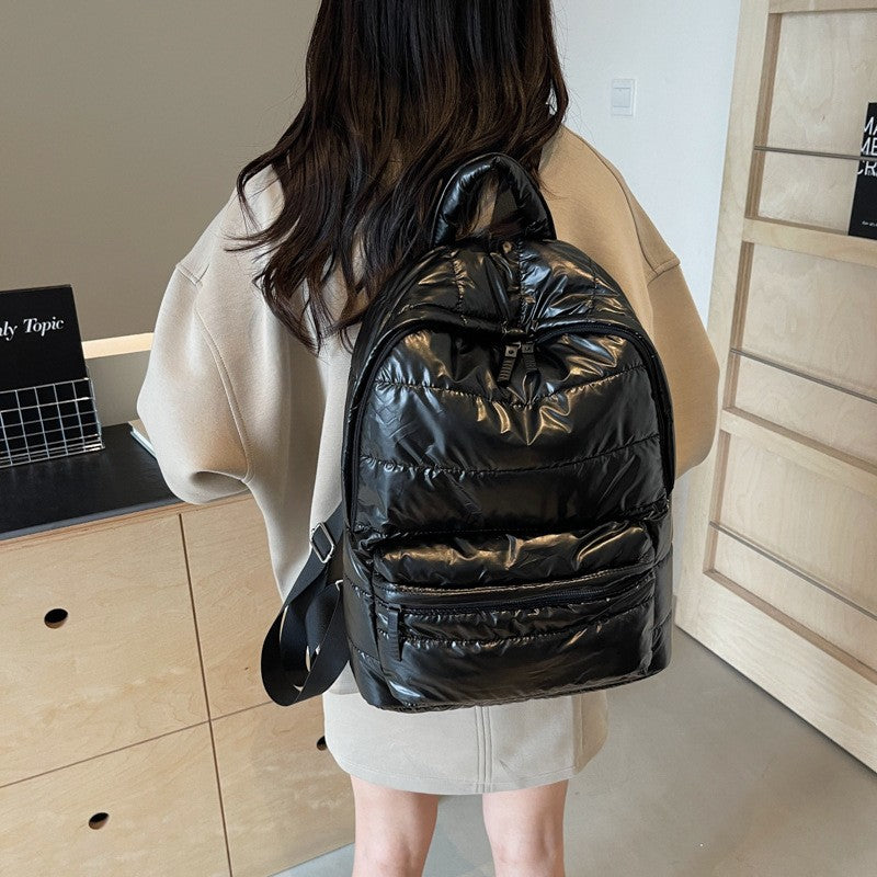 Glossy Quilted Puffer Backpack