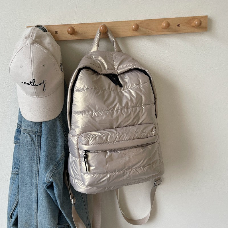 Glossy Quilted Puffer Backpack