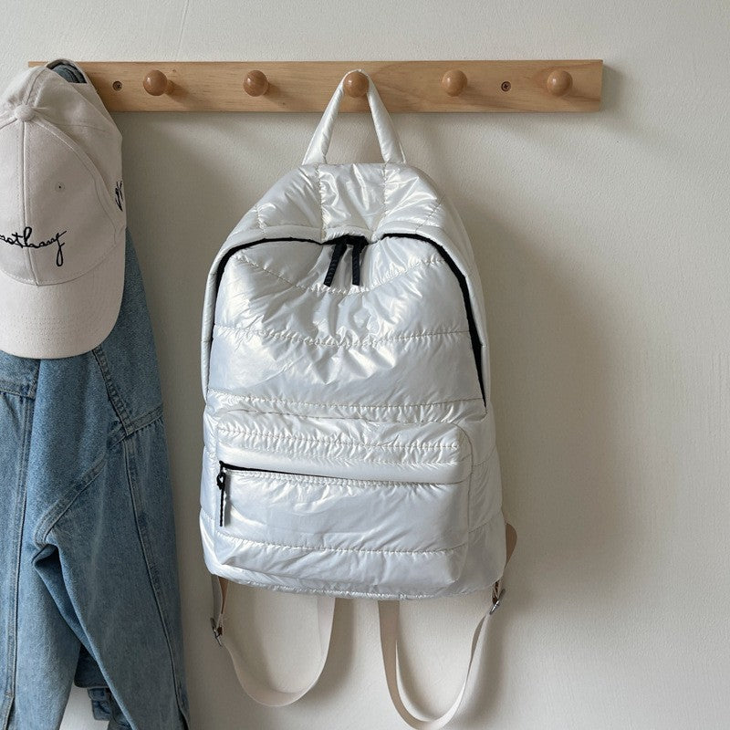 Glossy Quilted Puffer Backpack