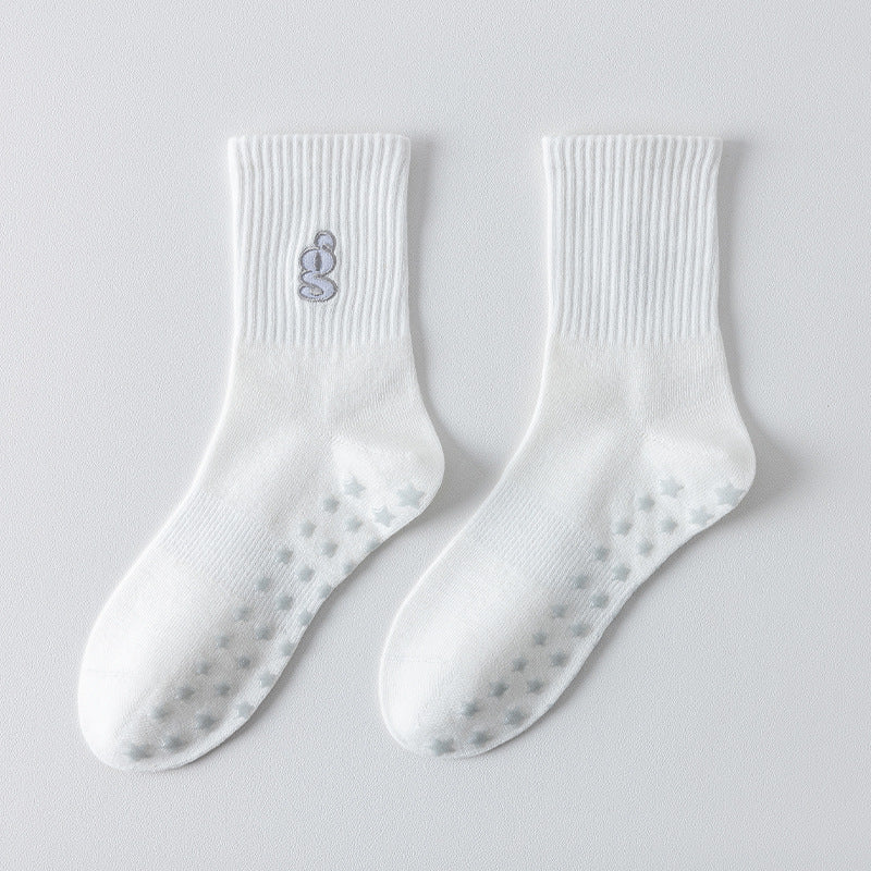 Non Slip Grip Socks for Yoga and Pilates - White - 1