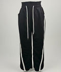 Paperbag Waist Side Stripe Wide Leg Trousers - Black