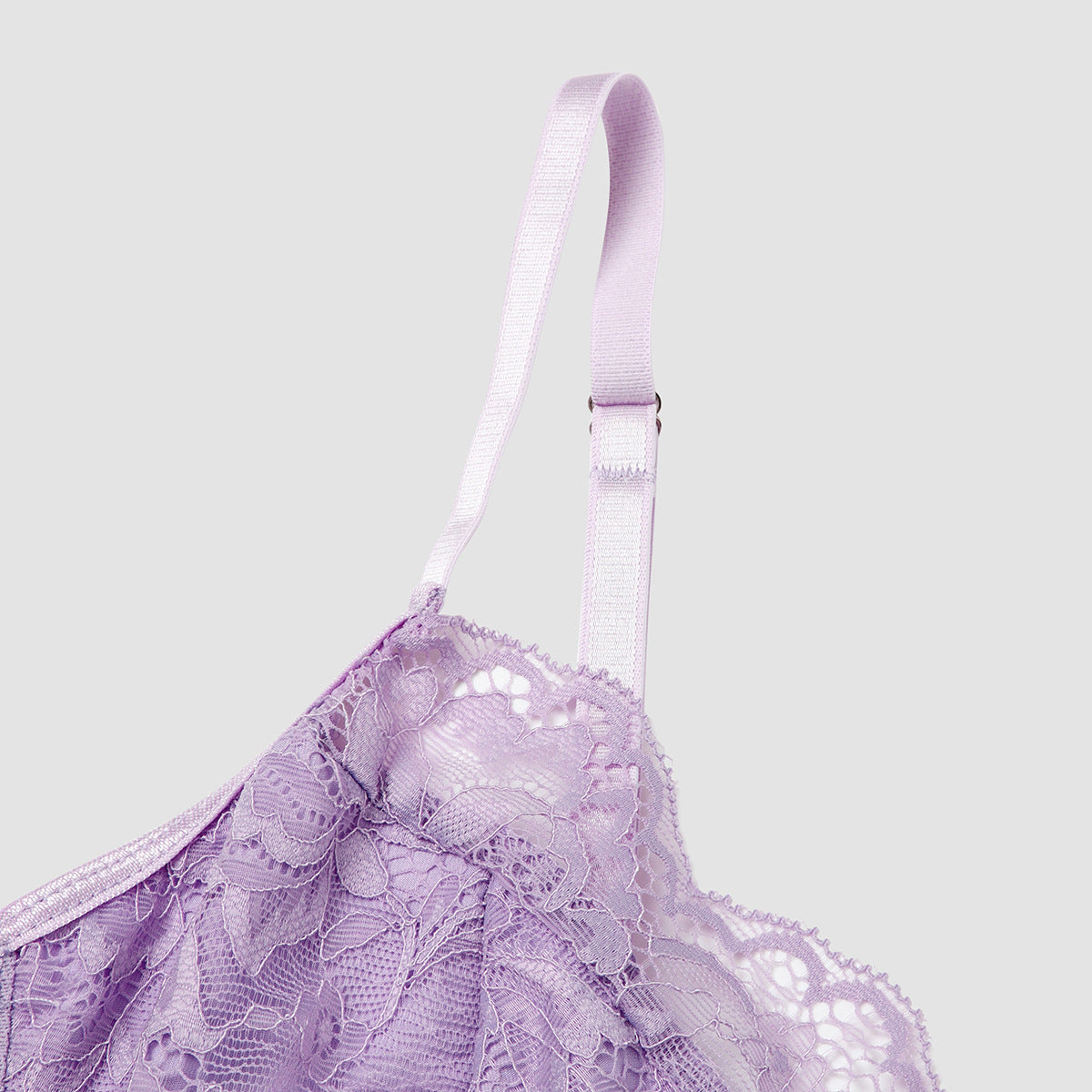 Sheer Lace Bustier Cami With Pointed Hem - Purple - 6
