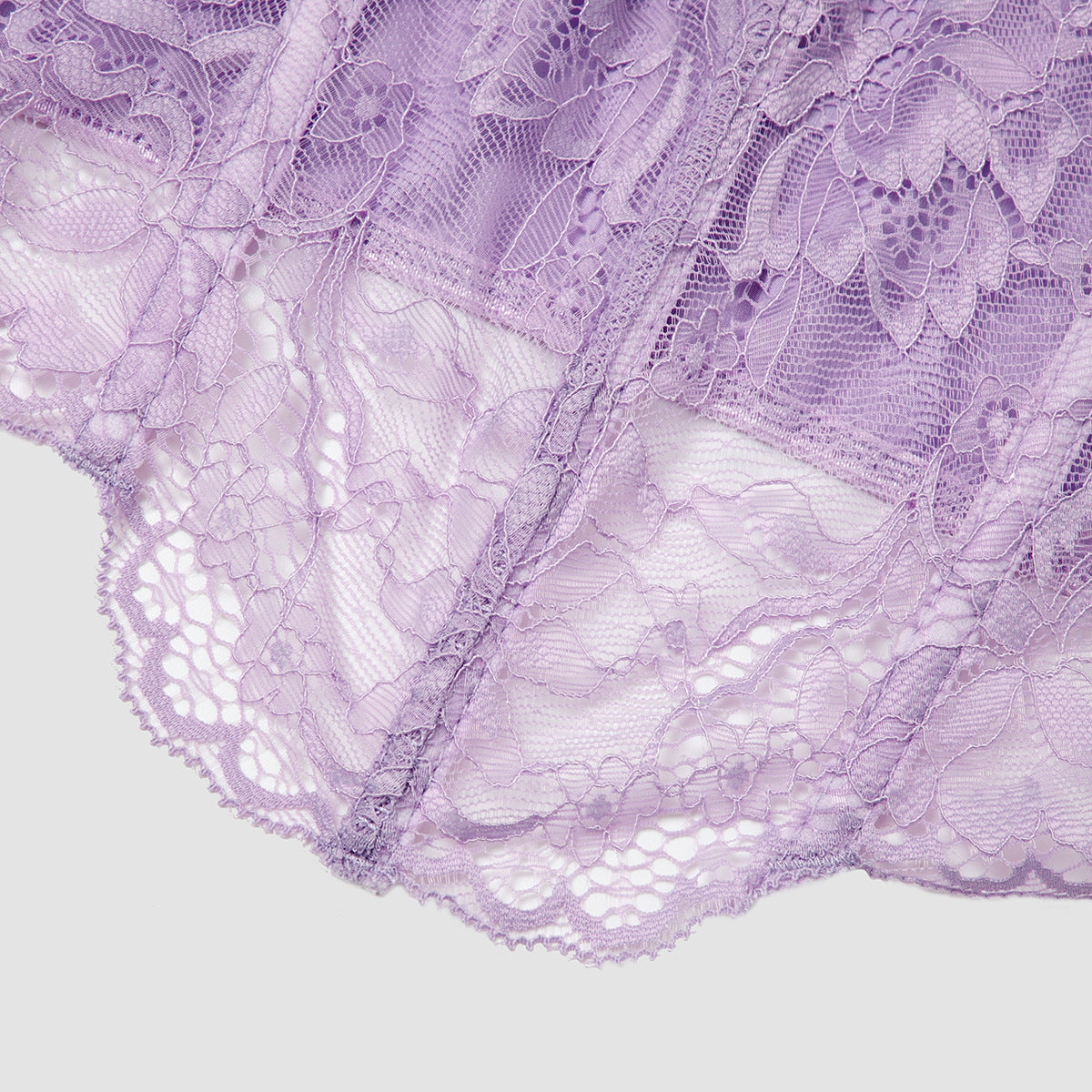Sheer Lace Bustier Cami With Pointed Hem - Purple - 7