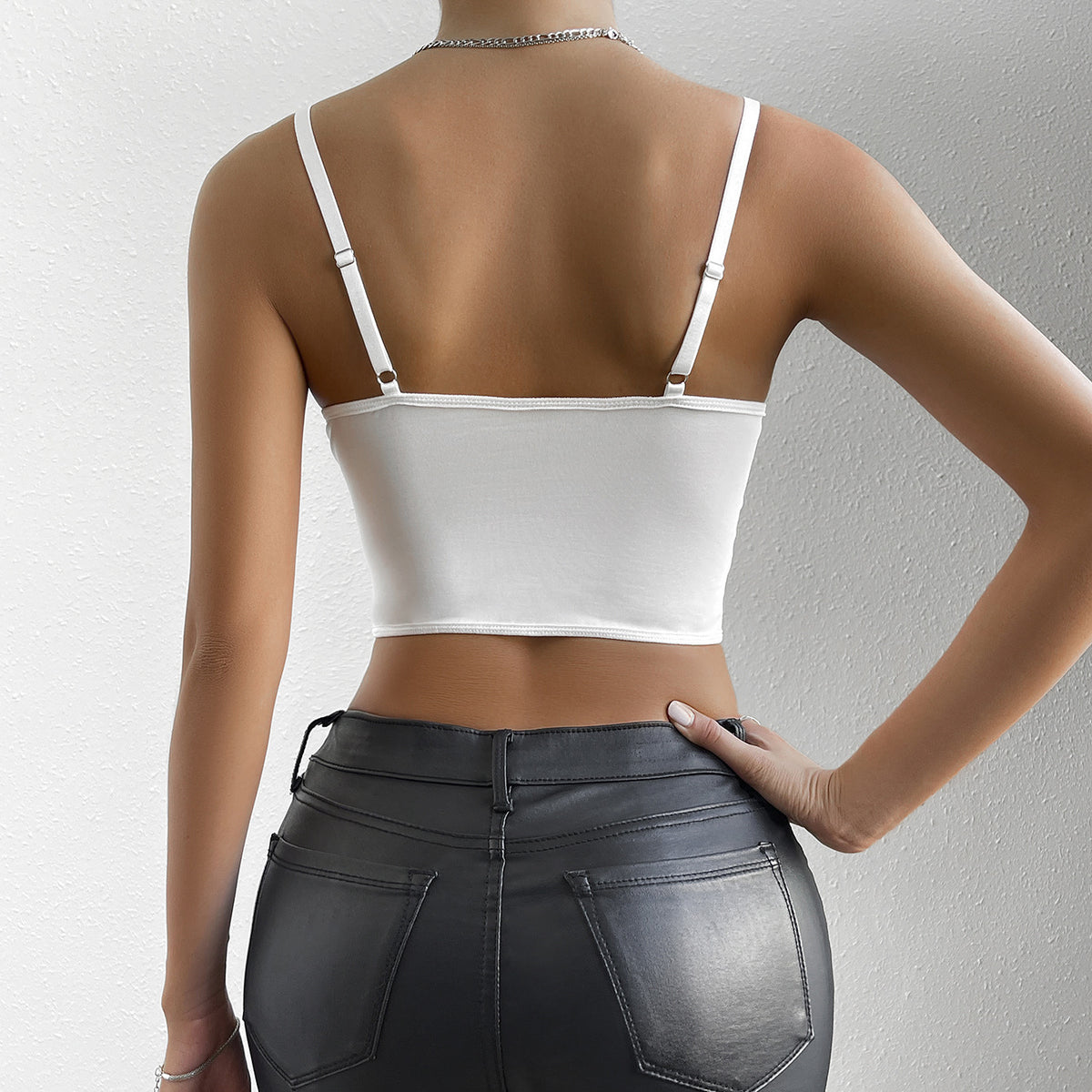 Sheer Lace Bustier Cami With Pointed Hem - White - 3