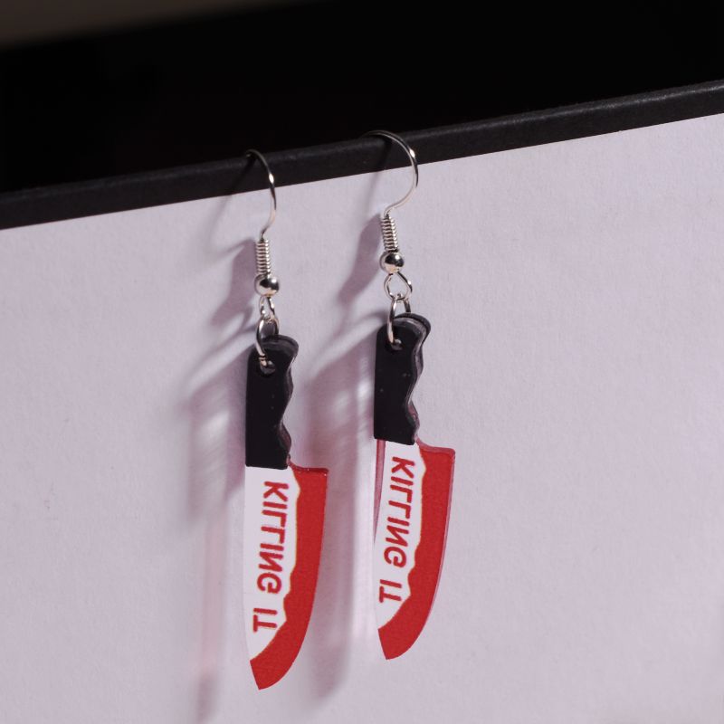 Novelty Cleaver And Knife Drop Earrings - Killing It