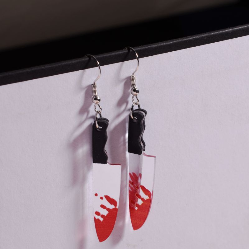 Novelty Cleaver And Knife Drop Earrings - Knife