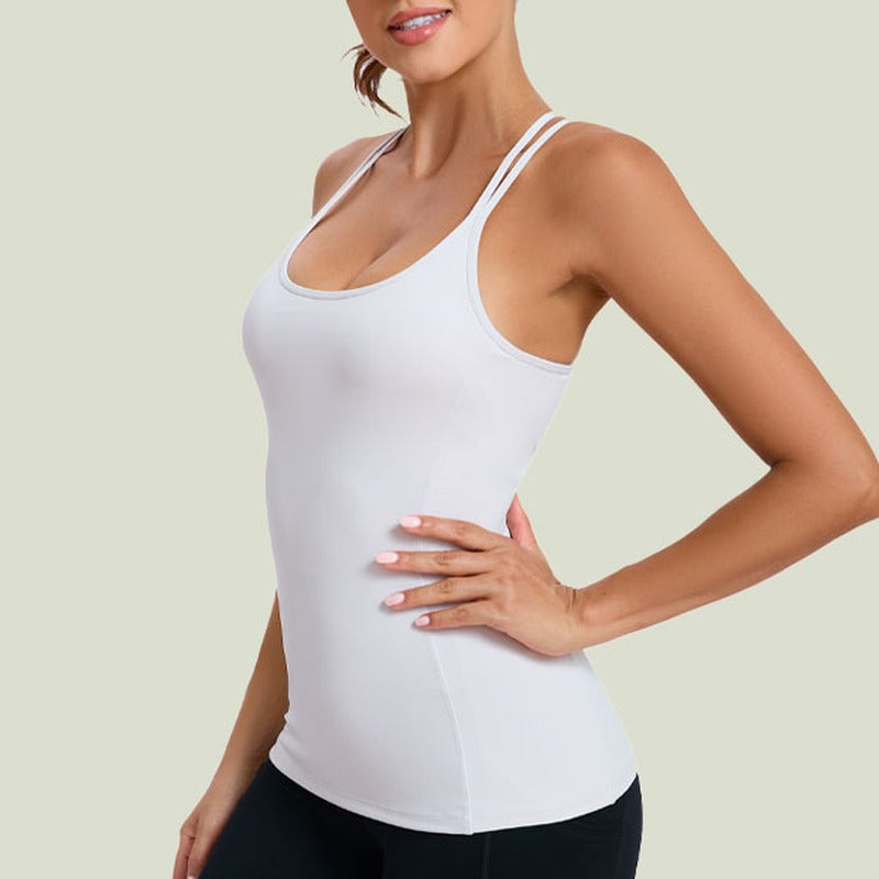 Crisscross Back Padded Longline Workout Cami Tank