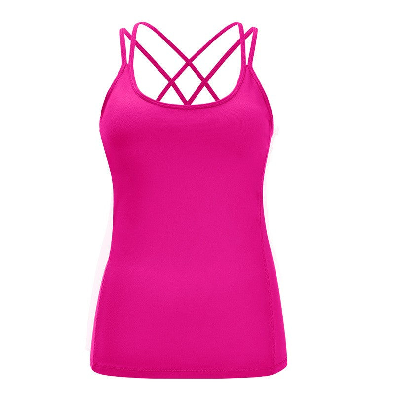 Crisscross Back Padded Longline Workout Cami Tank