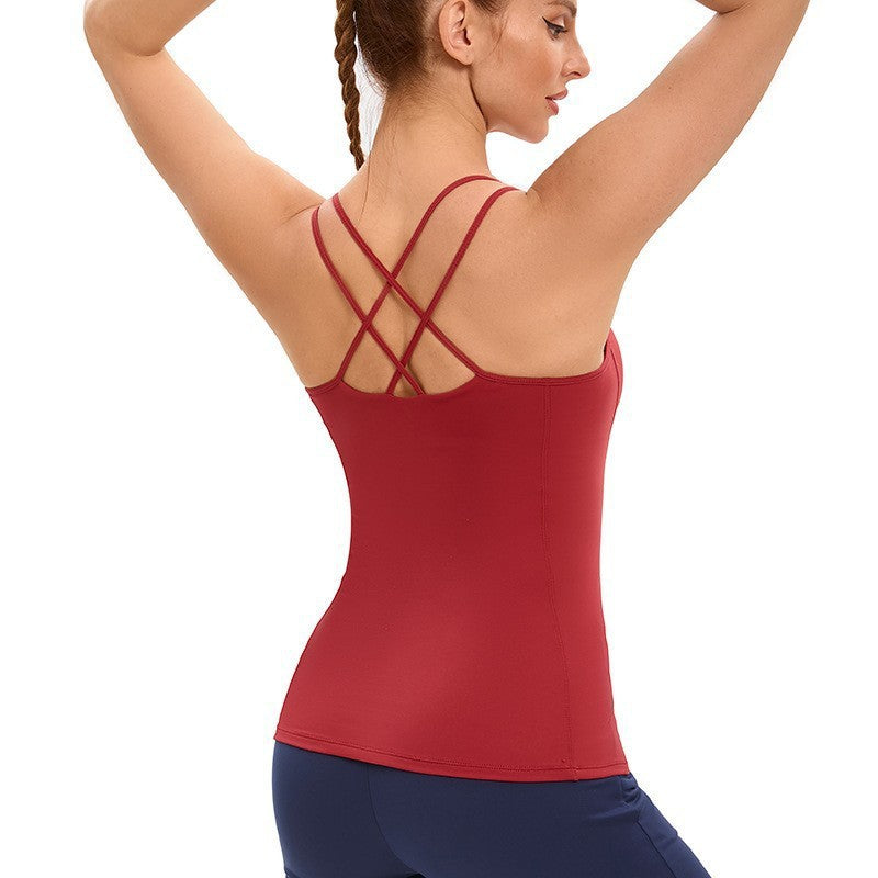 Crisscross Back Padded Longline Workout Cami Tank