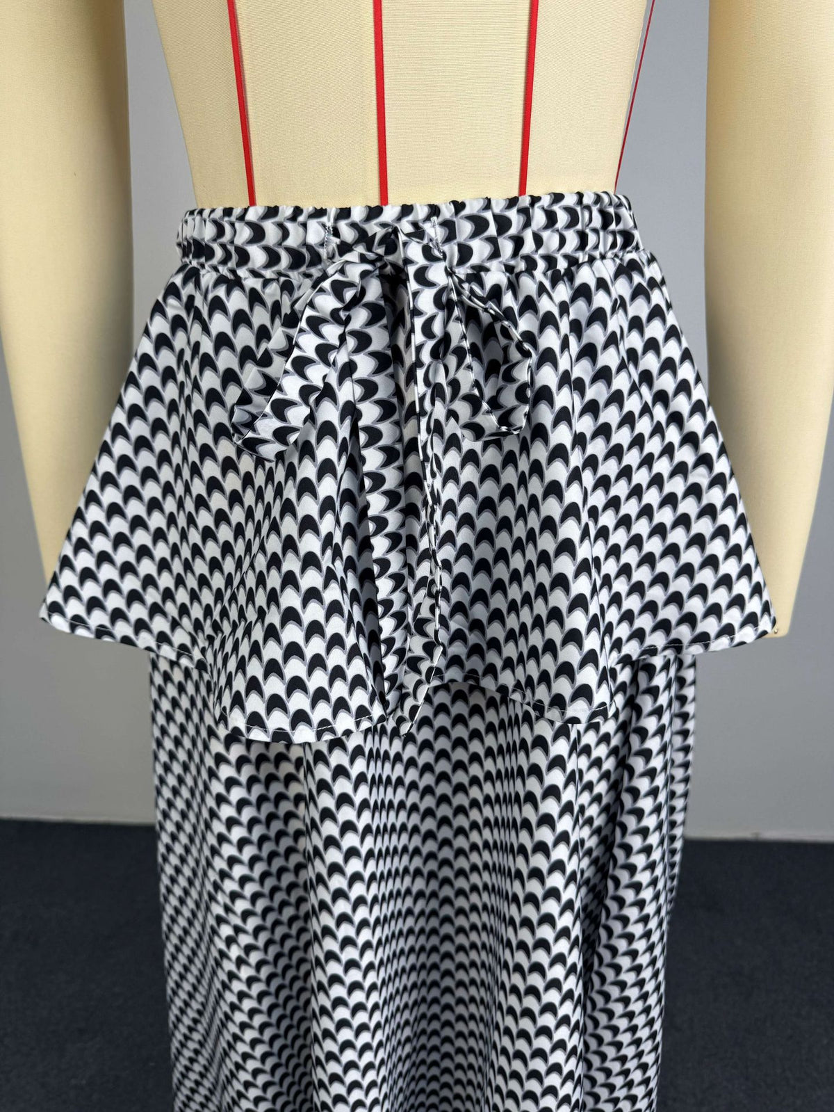 Gingham Maxi Skirt With Handkerchief Hem - Black - 2