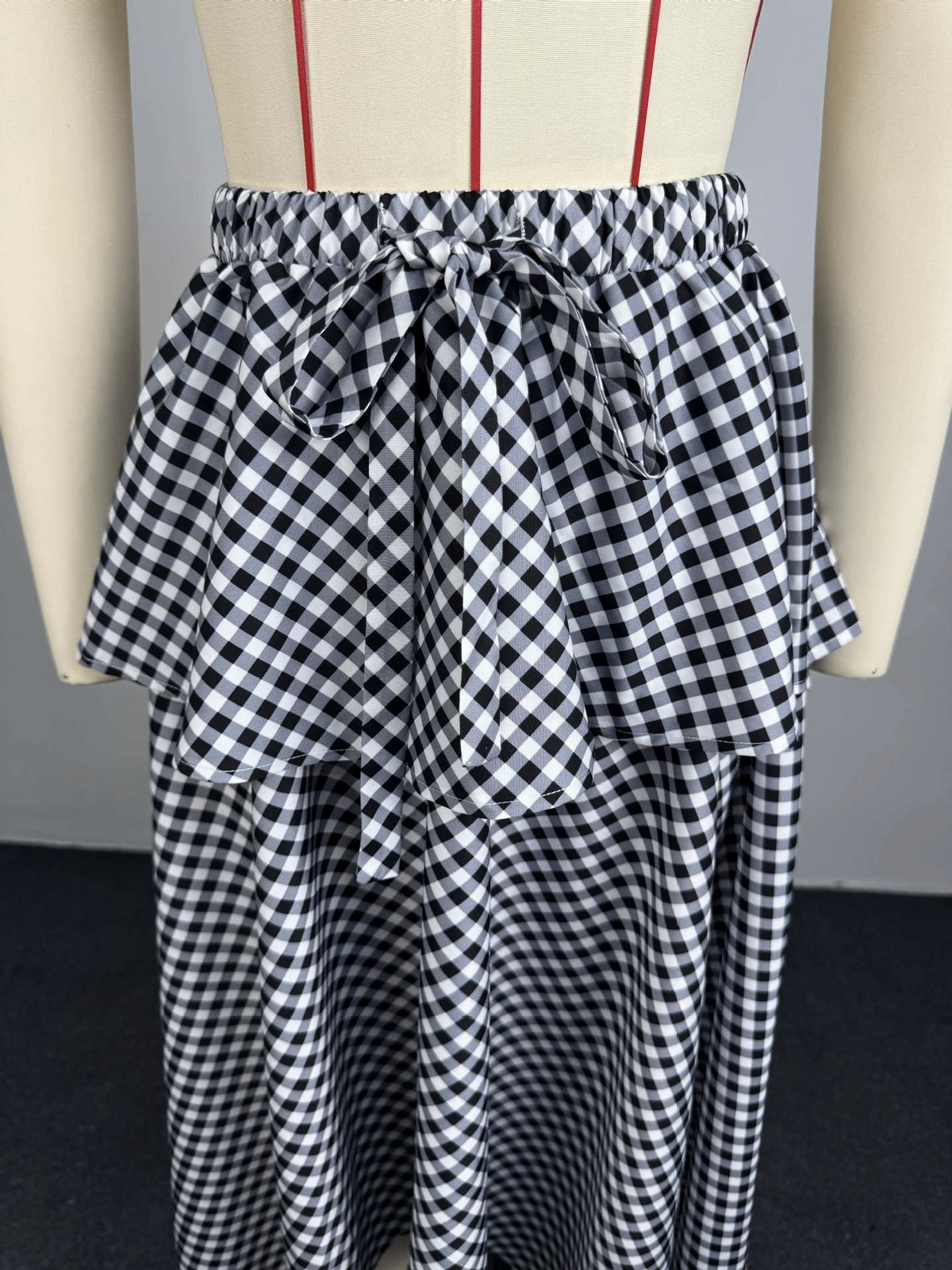Gingham Maxi Skirt With Handkerchief Hem - Plaid - 1
