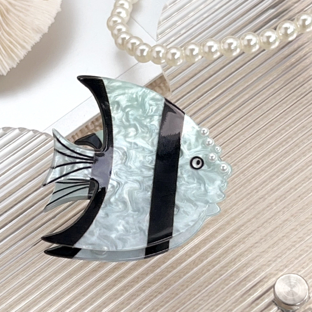 Marbled Angelfish Acetate Hair Claw Clip - Blue