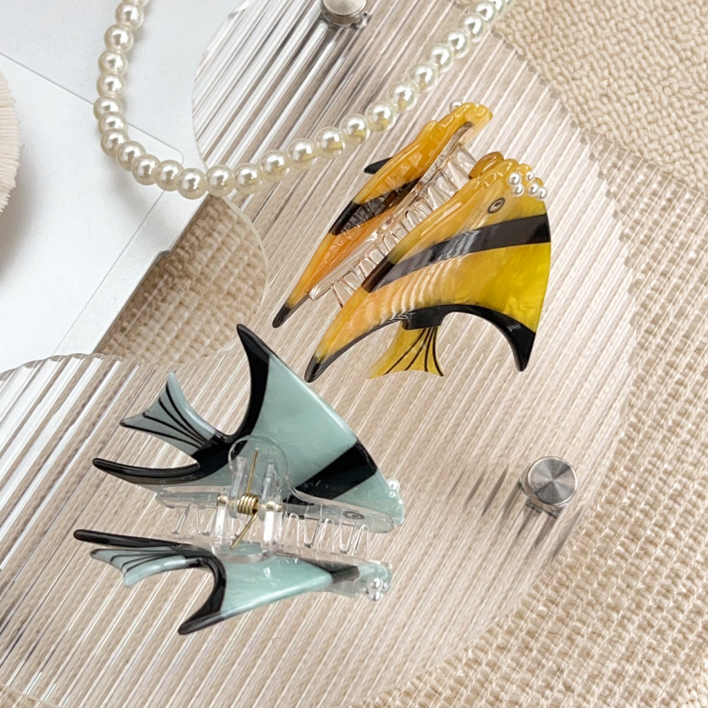 Marbled Angelfish Acetate Hair Claw Clip - view 2