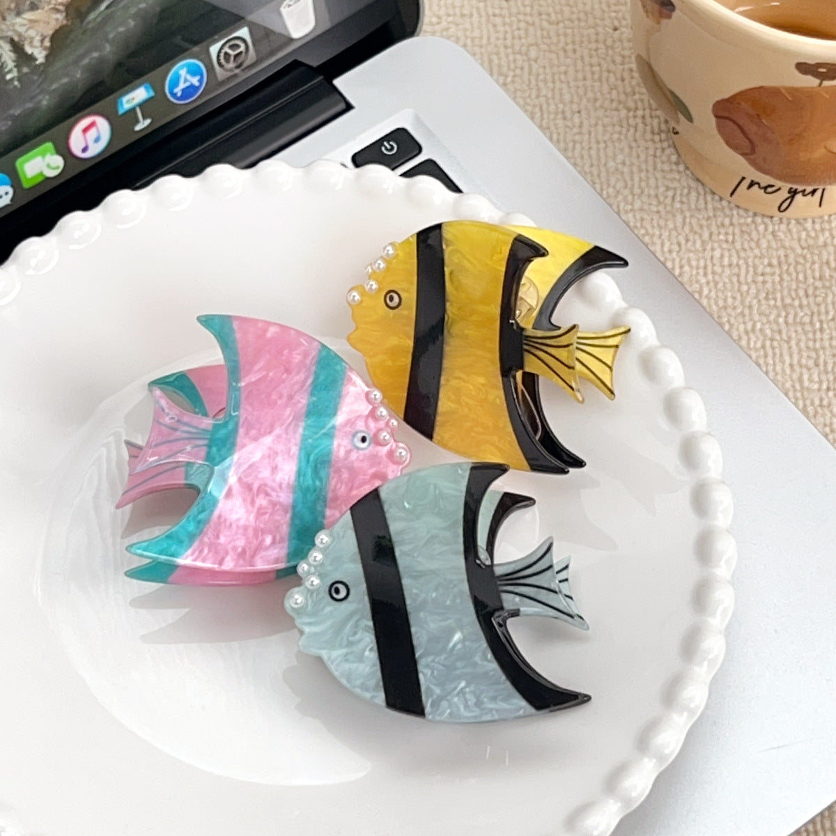 Marbled Angelfish Acetate Hair Claw Clip - view 3