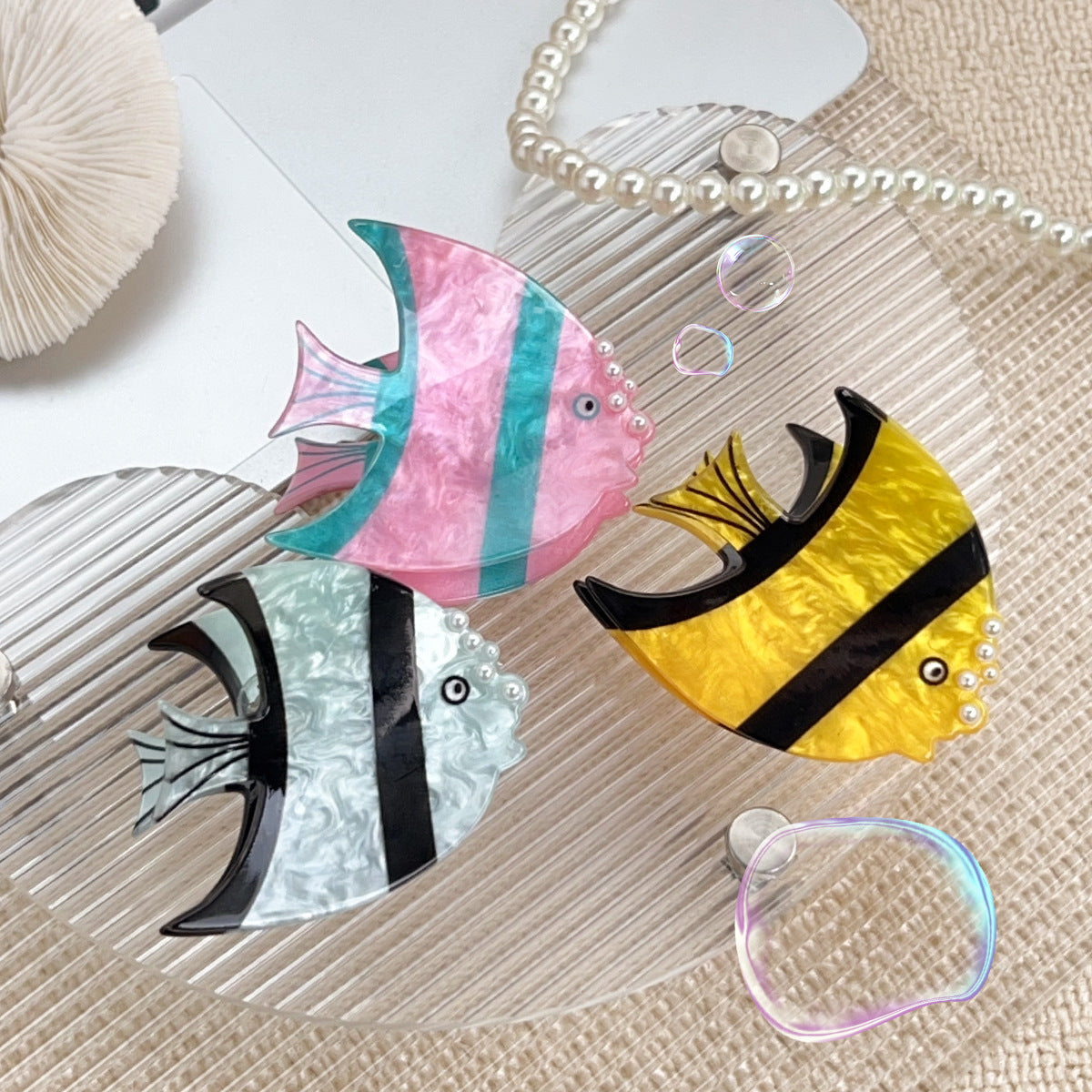 Marbled Angelfish Acetate Hair Claw Clip - view 4