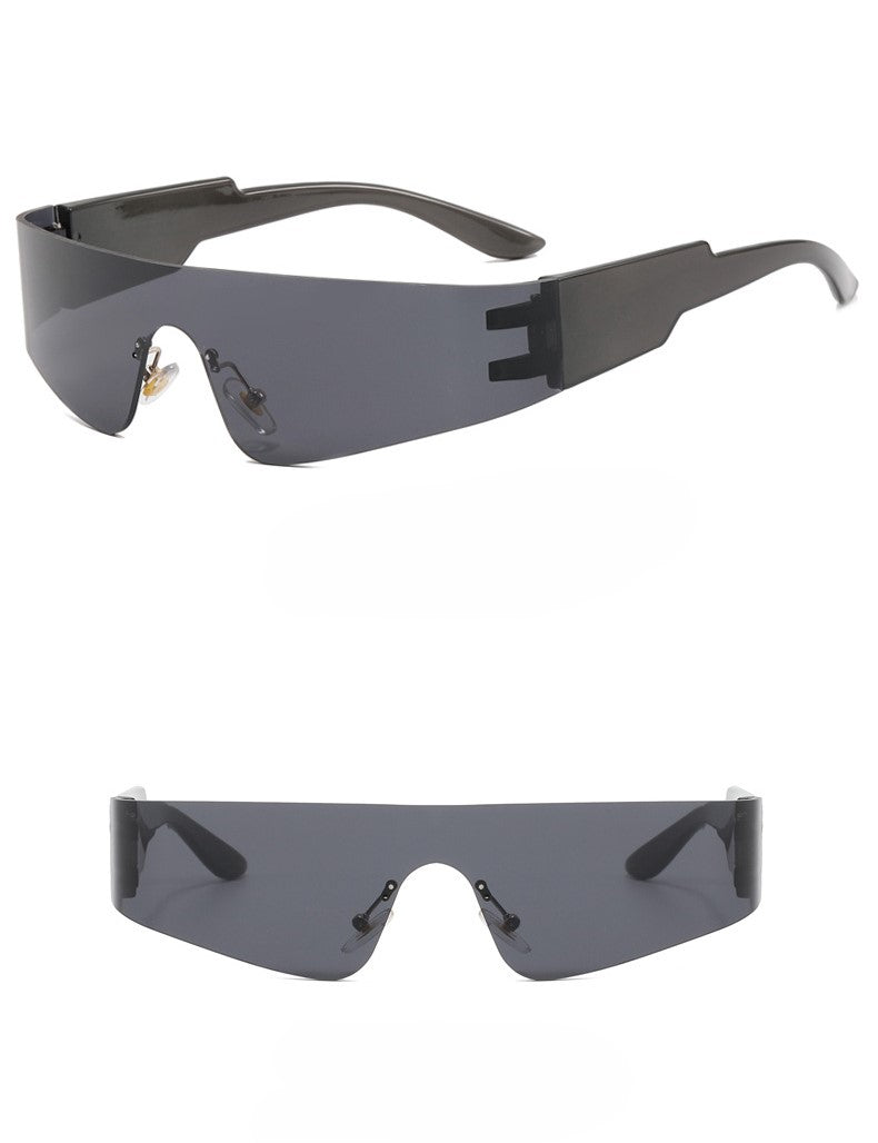 Wraparound Shield Sport Sunglasses - Black - 1