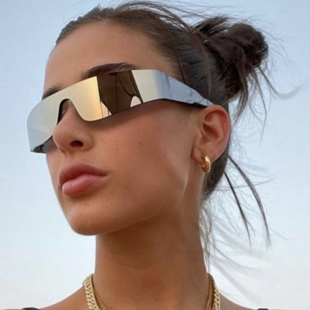 Wraparound Shield Sport Sunglasses - Black - 2