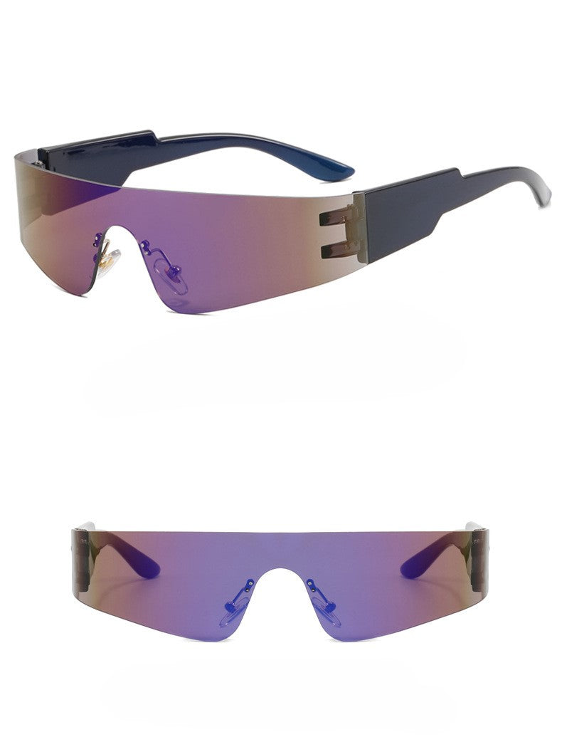 Wraparound Shield Sport Sunglasses - Dark purple - 1