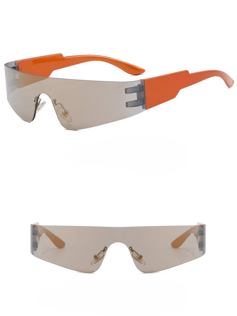 Wraparound Shield Sport Sunglasses - Orange - 1