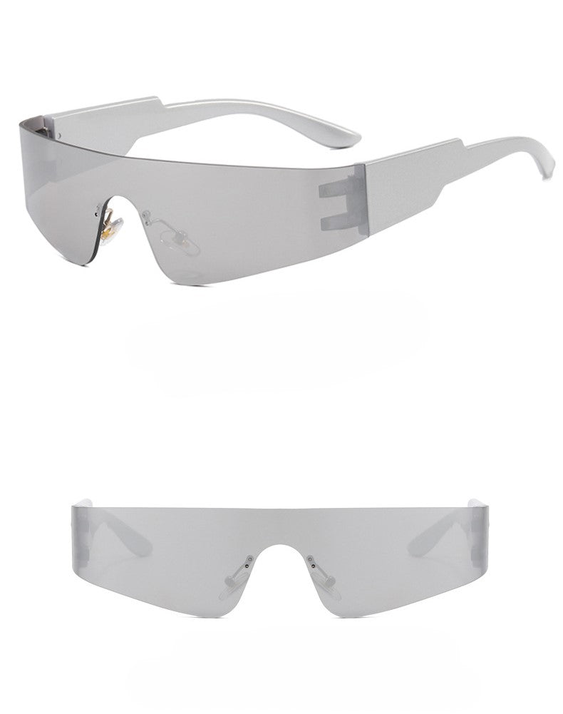 Wraparound Shield Sport Sunglasses - Silver - 1