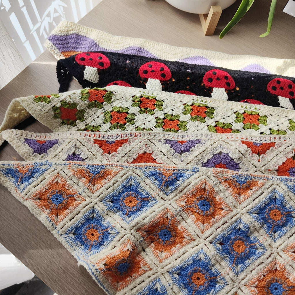 Crochet Kerchief Headband With Self Ties
