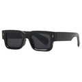 Bold Rectangle Frame Retro Sunglasses - Black