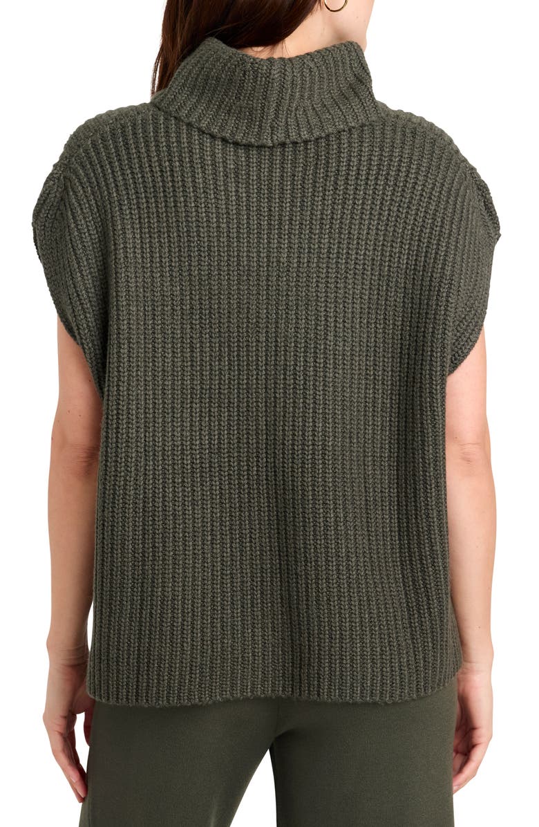 Ribbed Turtleneck Cap Sleeve Sweater Vest - Olive - 2