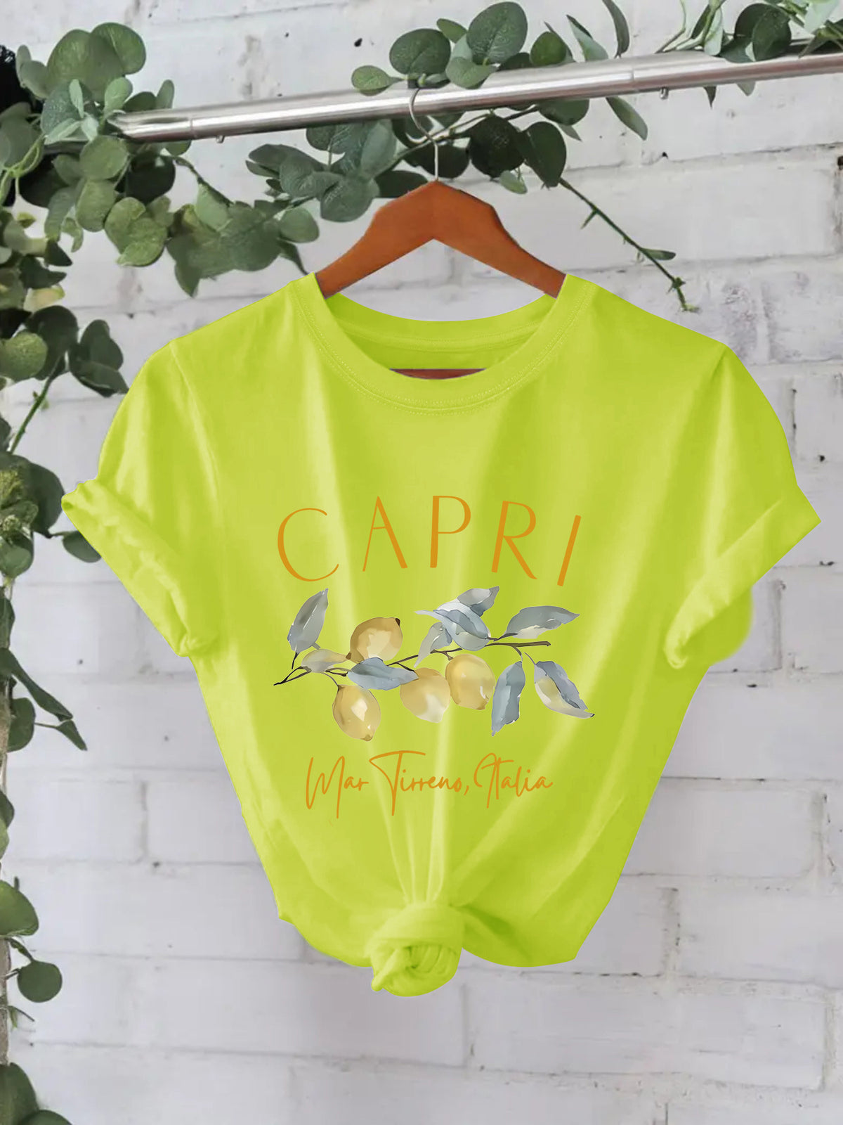 Capri Lemon Branch Graphic Cotton Tee - Acid
