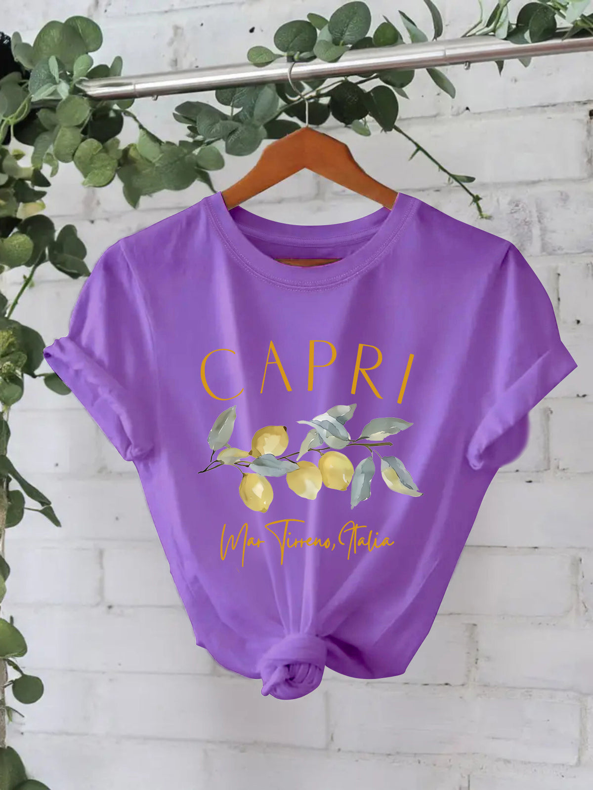 Capri Lemon Branch Graphic Cotton Tee - Purple