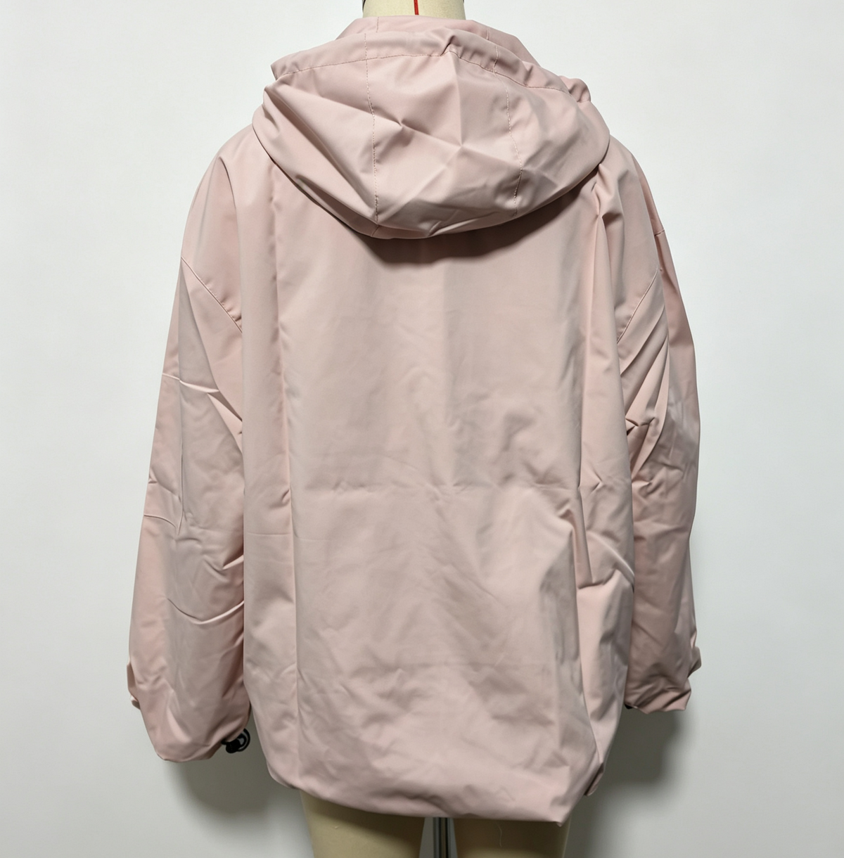 Half Zip Windbreaker Hoodie With Kangaroo Pocket - Pink