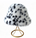 Spotted Faux Fur Bucket Hat Fluffy Winter Style - Grey
