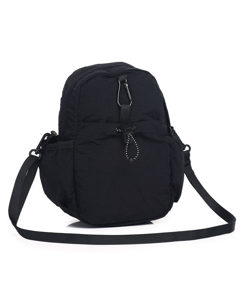 Crinkle Nylon Mini Crossbody Phone Bag - Black