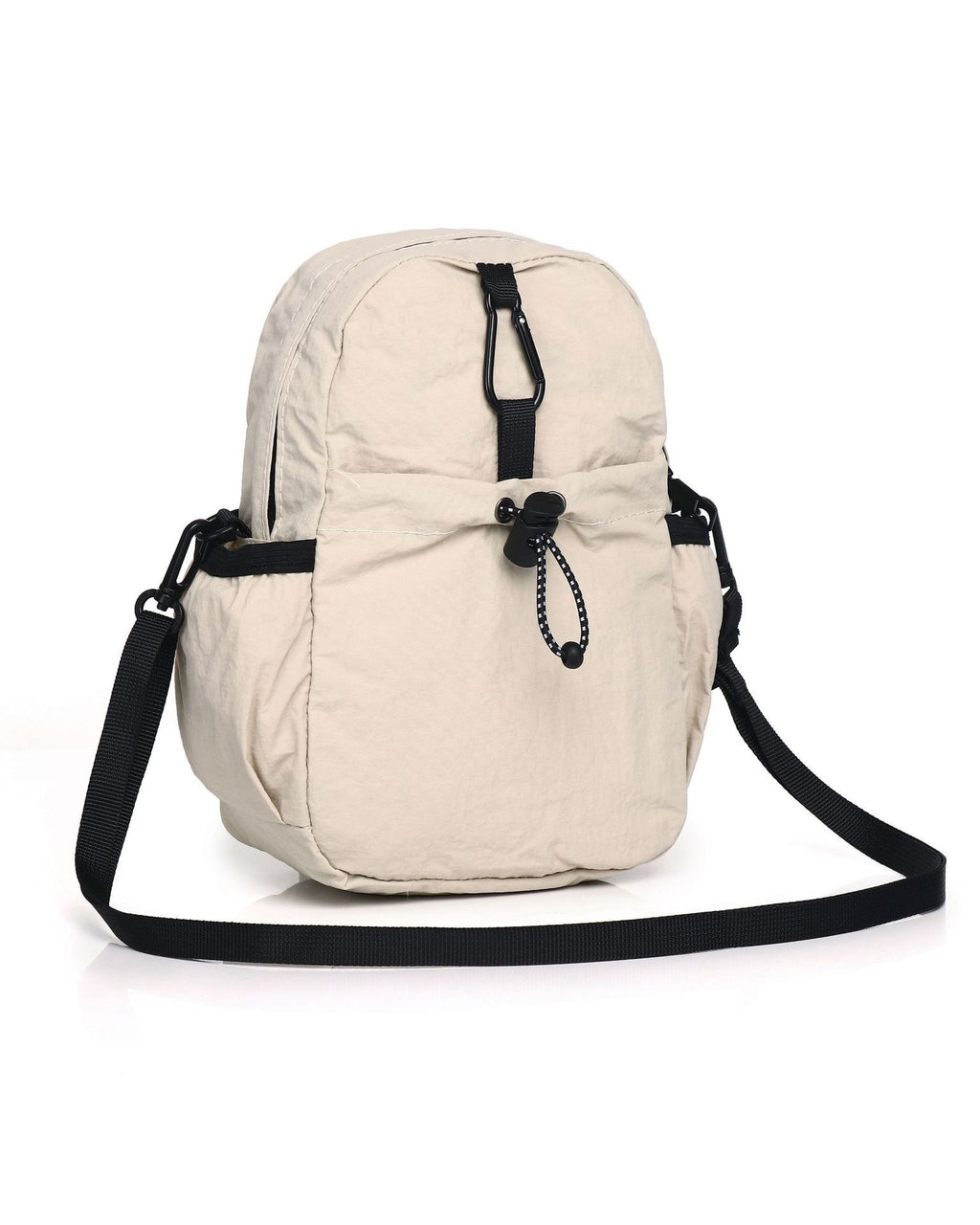 Crinkle Nylon Mini Crossbody Phone Bag - Cream