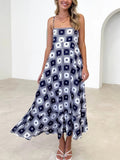 Geometric Print Handkerchief Hem Maxi Dress - BlackBlocks