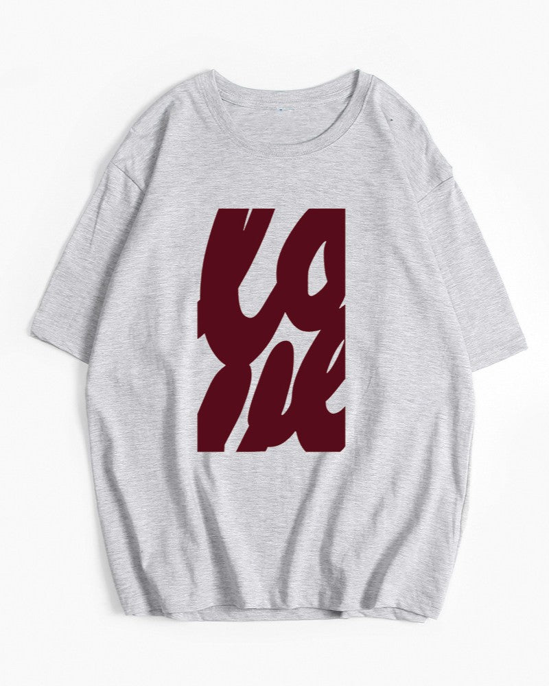 Stacked Love Lettering Oversized Tee - Gray