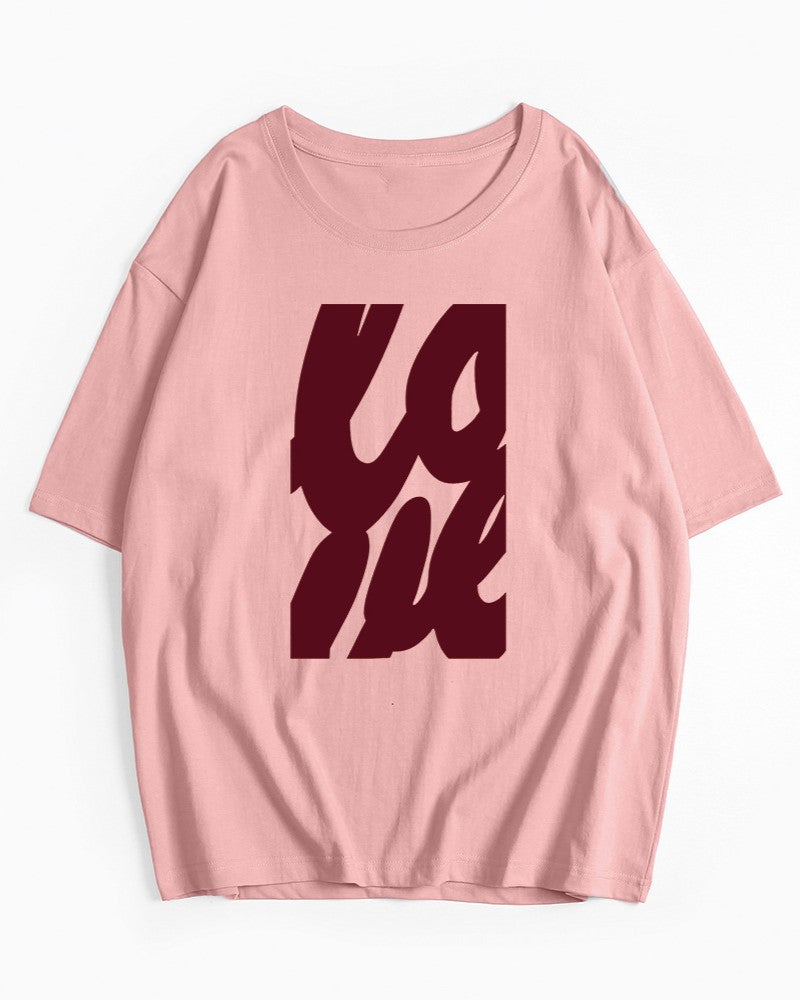 Stacked Love Lettering Oversized Tee - Pink