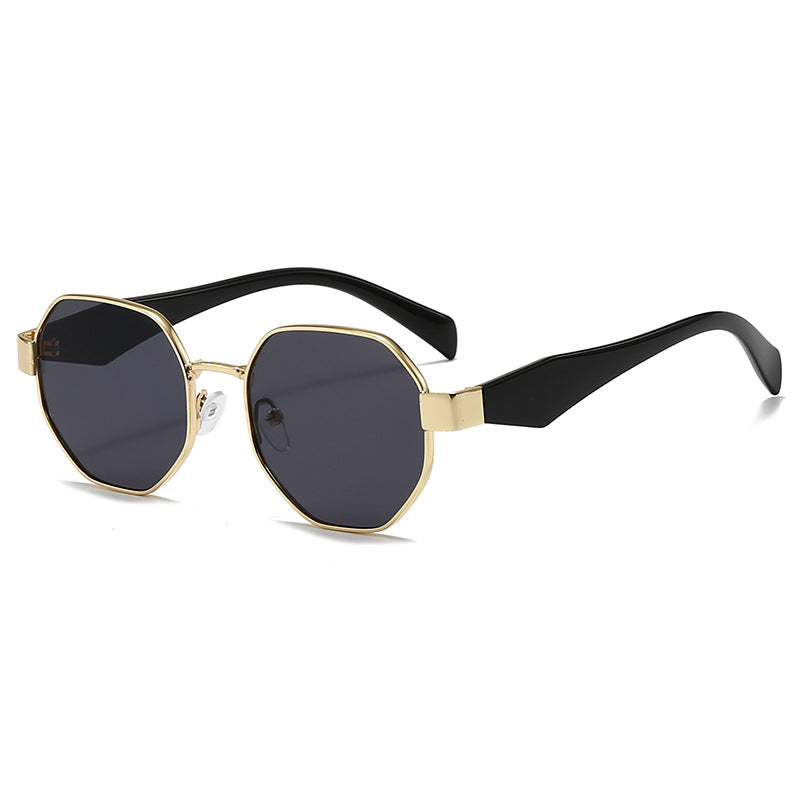 Polygonal Metal Frame Gradient Sunglasses - C01