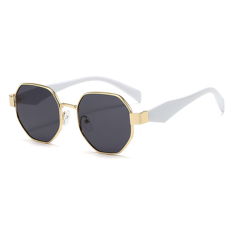 Polygonal Metal Frame Gradient Sunglasses - C08