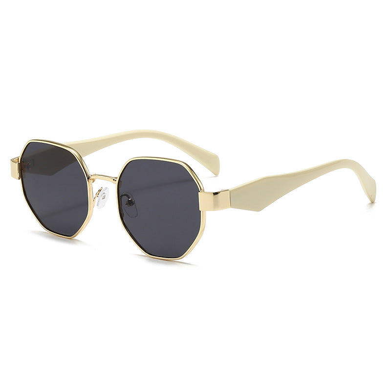 Polygonal Metal Frame Gradient Sunglasses - view 1