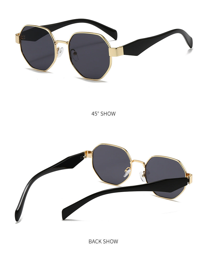 Polygonal Metal Frame Gradient Sunglasses - view 2